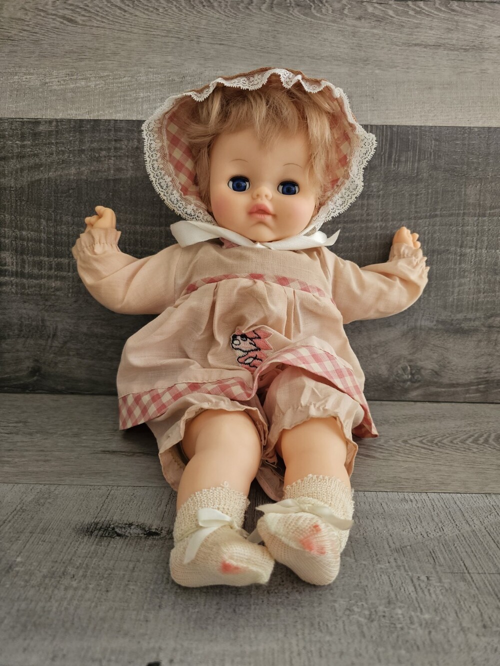 Vintage 1978 16" Eugene Doll EHM-15-162-T Rooted Hair Sleepy Eyes Pink Outfit